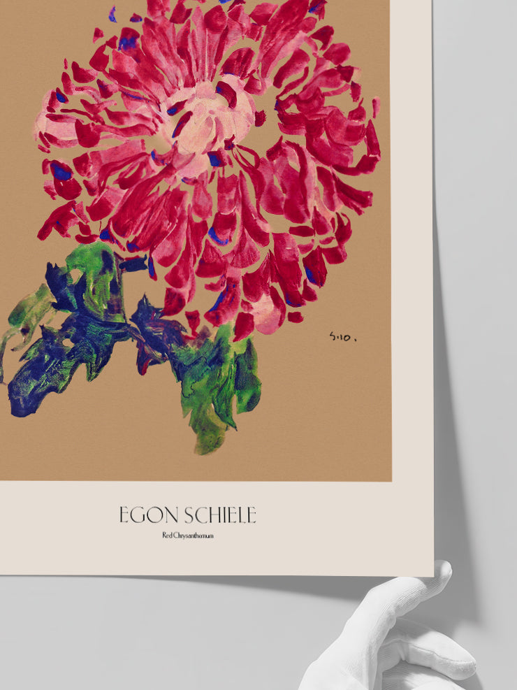 Egon Schiele Red Chrysanthemum - Art Print  Poster