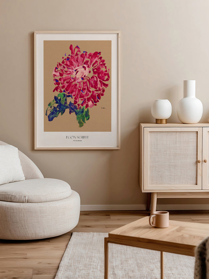 Egon Schiele Red Chrysanthemum - Art Print  Poster