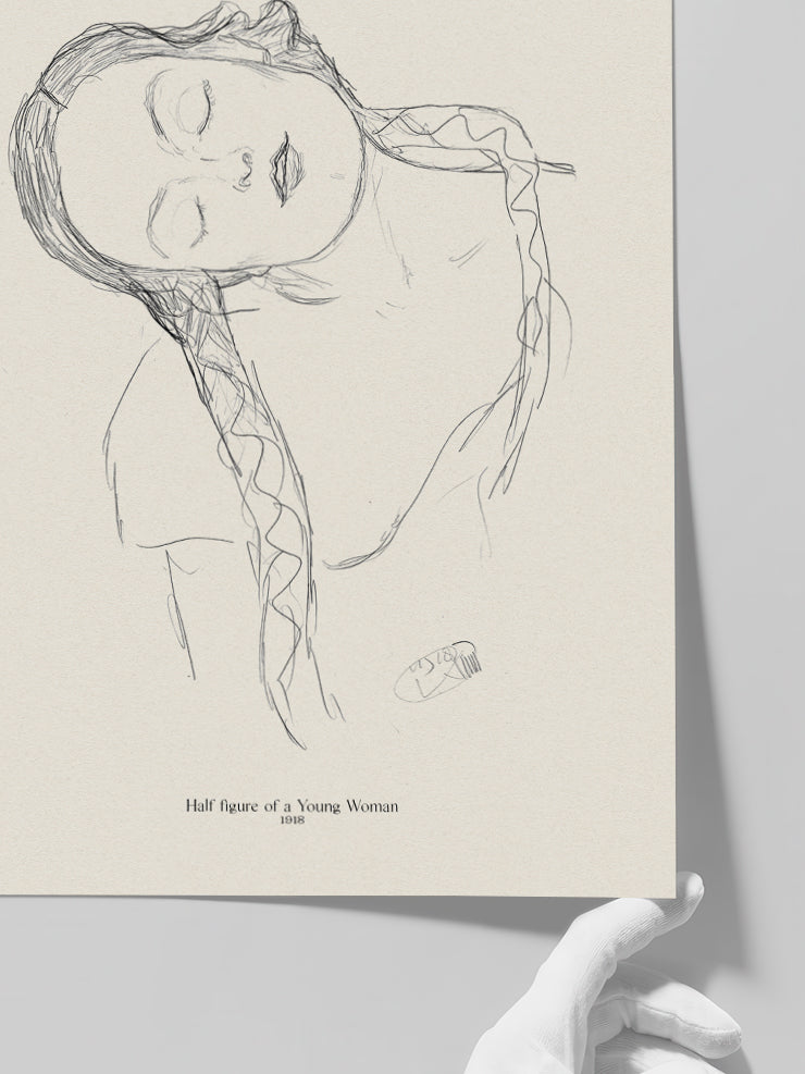 Klimt Half Figure of a Woman - Art Print