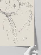 Klimt Yarım Çizilmiş Kadın Figürü - Art Print