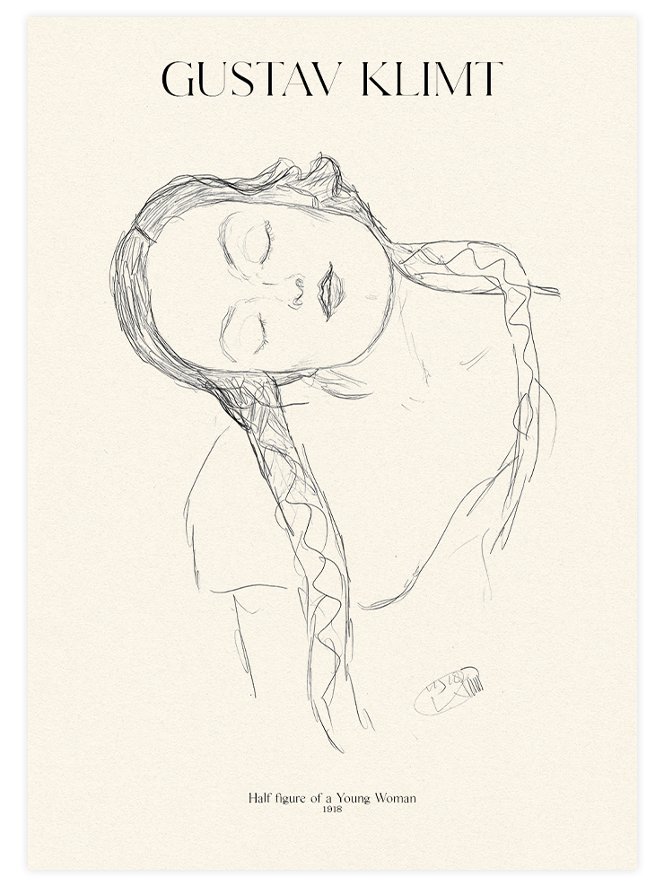 Klimt Half Figure of a Woman - Art Print