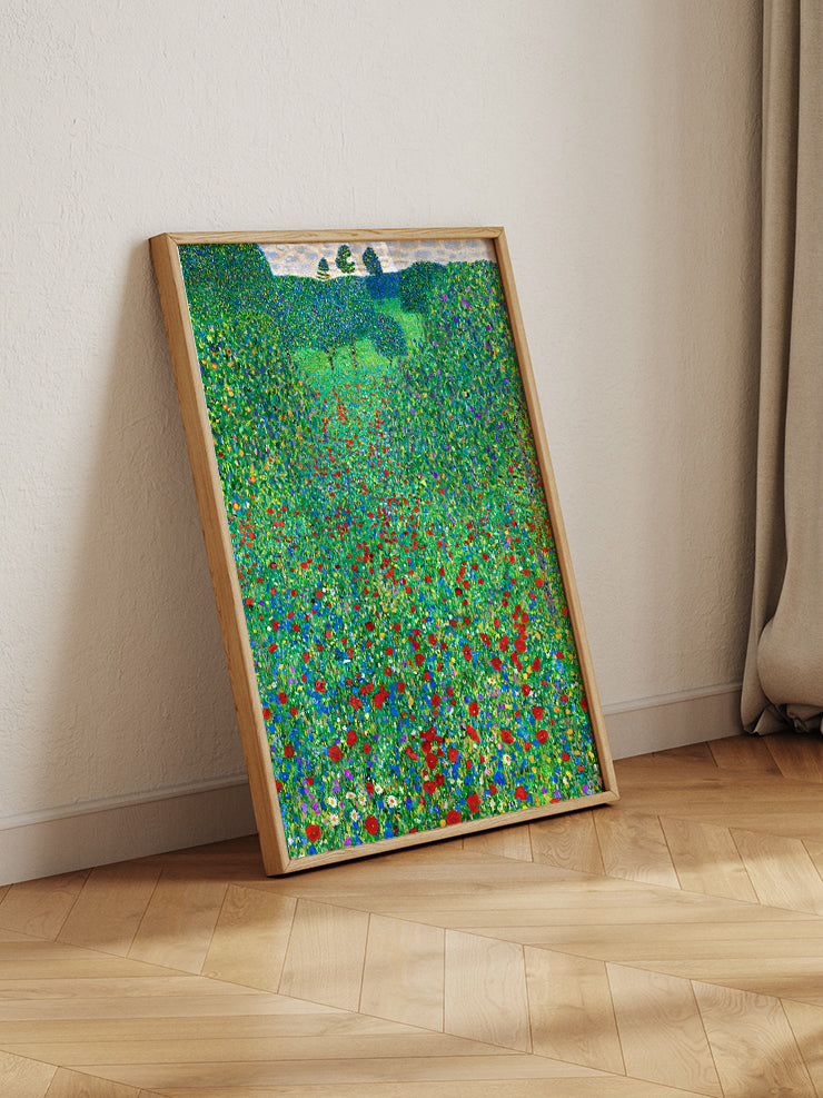 Gustav Klimt Poppy Field - Art Print  Poster