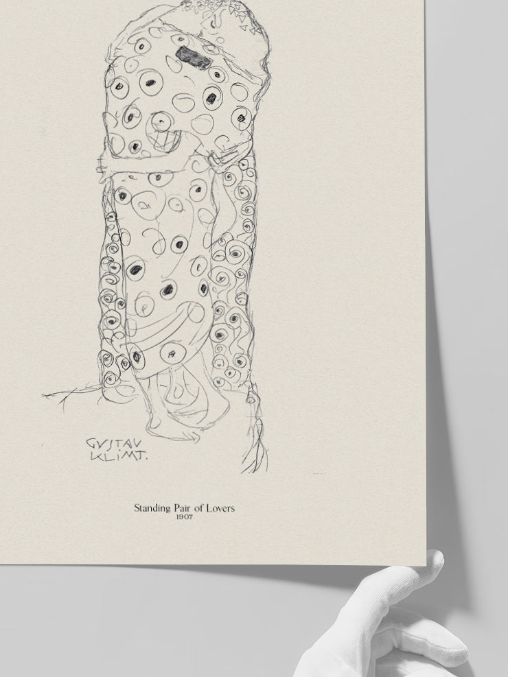Klimt Standing Pair of Lovers - Art Print  Poster