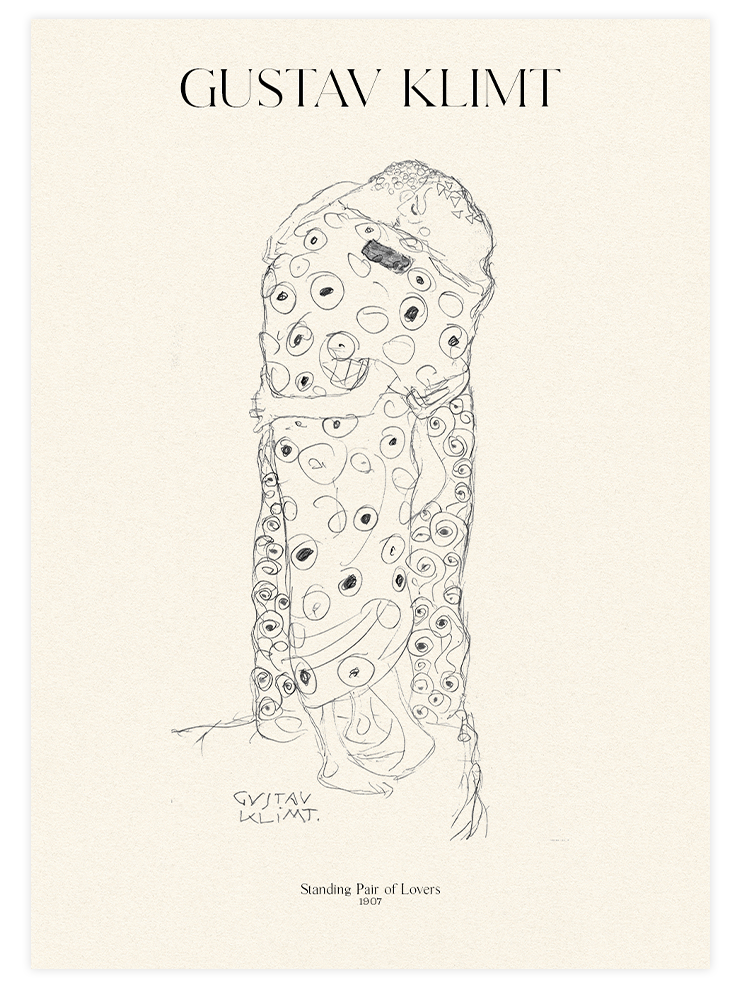 Klimt Standing Pair of Lovers - Art Print Ürün ana görseli