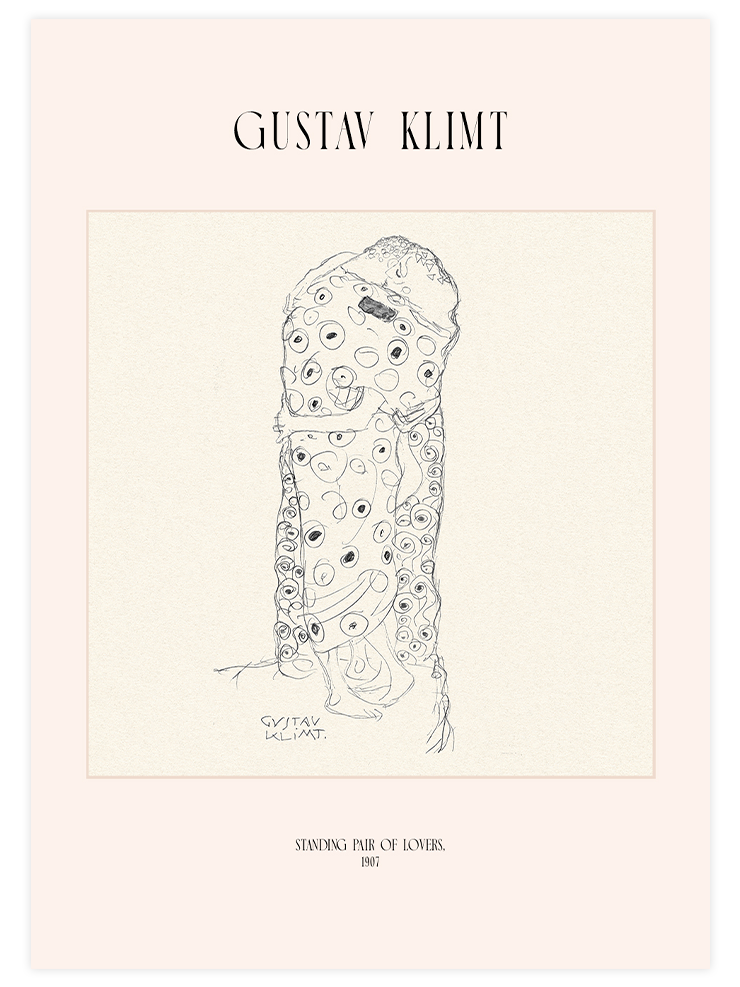 Klimt Ayakta Duran Aşık Çift - Art Print