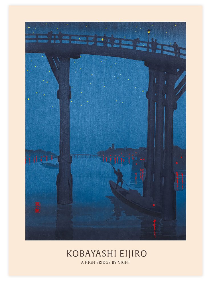 Kobayashi A High Bridge by Night - Art Print Ürün ana görseli