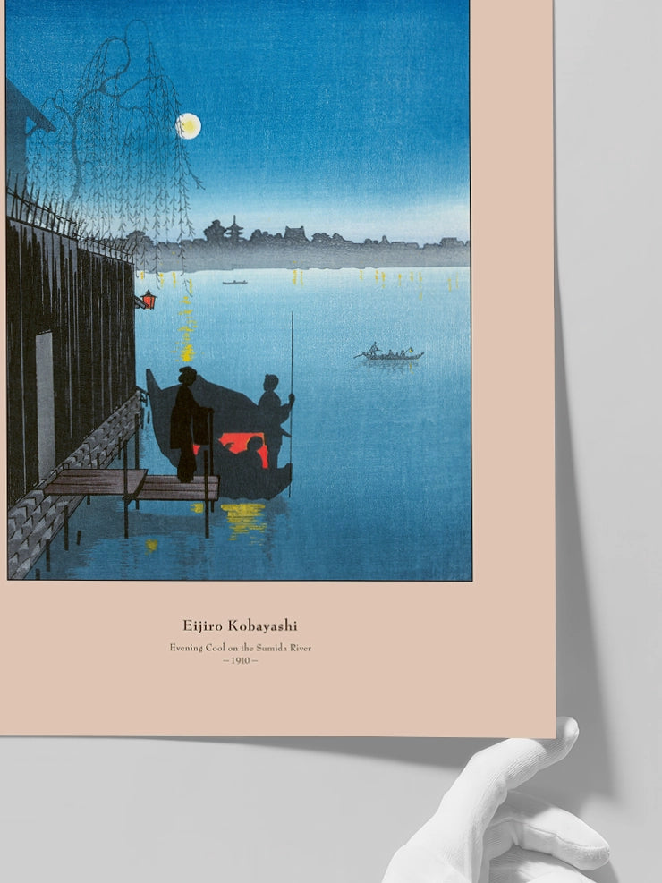 Kobayashi, Evening Cool on the Sumida River - Art Print  Poster