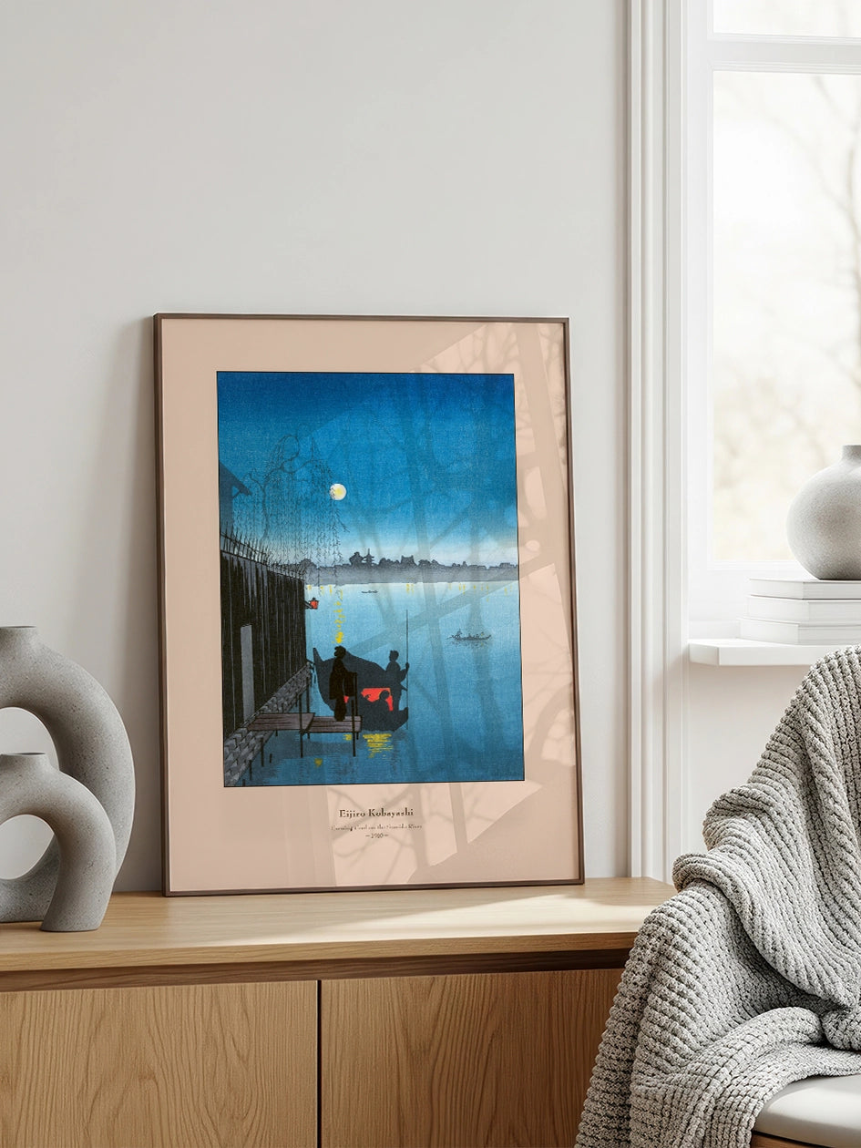 Kobayashi, Evening Cool on the Sumida River - Art Print  Poster