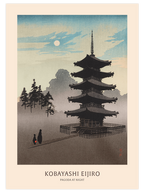 Kobayashi Eijiro Pagoda at Night - Art Print
