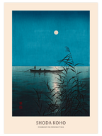 Koho Shoda Fishboat on Moonlit Sea - Art Print