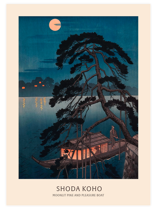 Koho Shoda Moonlit Pine & Pleasure Boat - Art Print