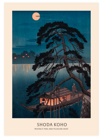 Koho Shoda Moonlit Pine & Pleasure Boat - Art Print