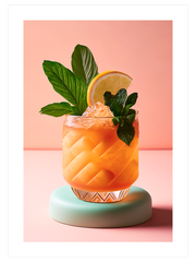 Lemon Mint Cocktail Poster - Giclée Baskı