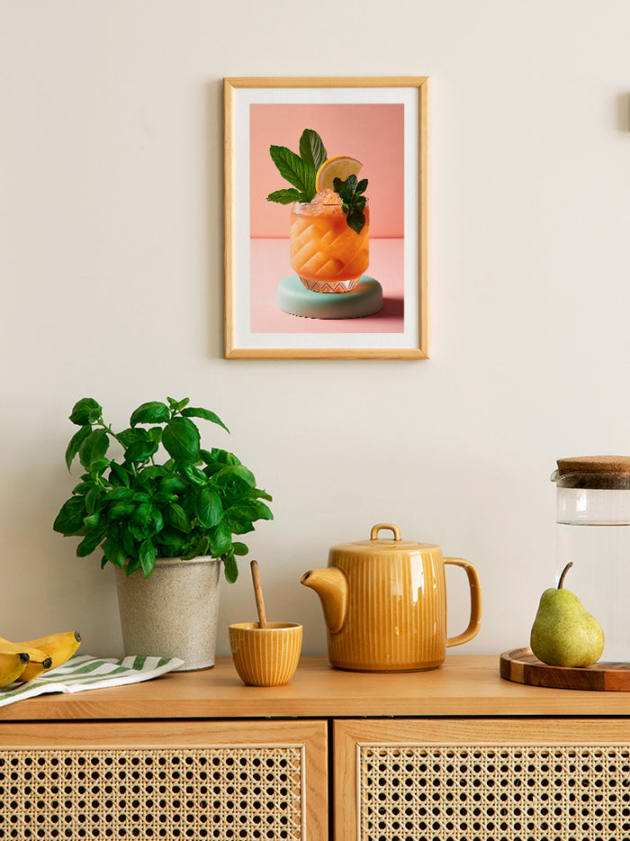 Lemon Mint Cocktail - Art Print  Poster