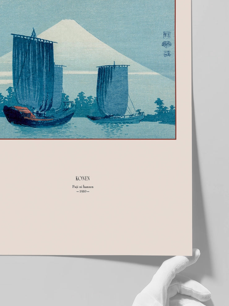 Konen, Sailboats and Mount Fuji - Art Print  Poster