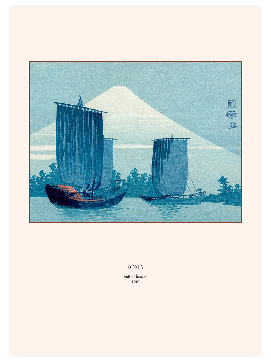 Uehara Konen, Sailboats and Mount Fuji | Sanat Posteri