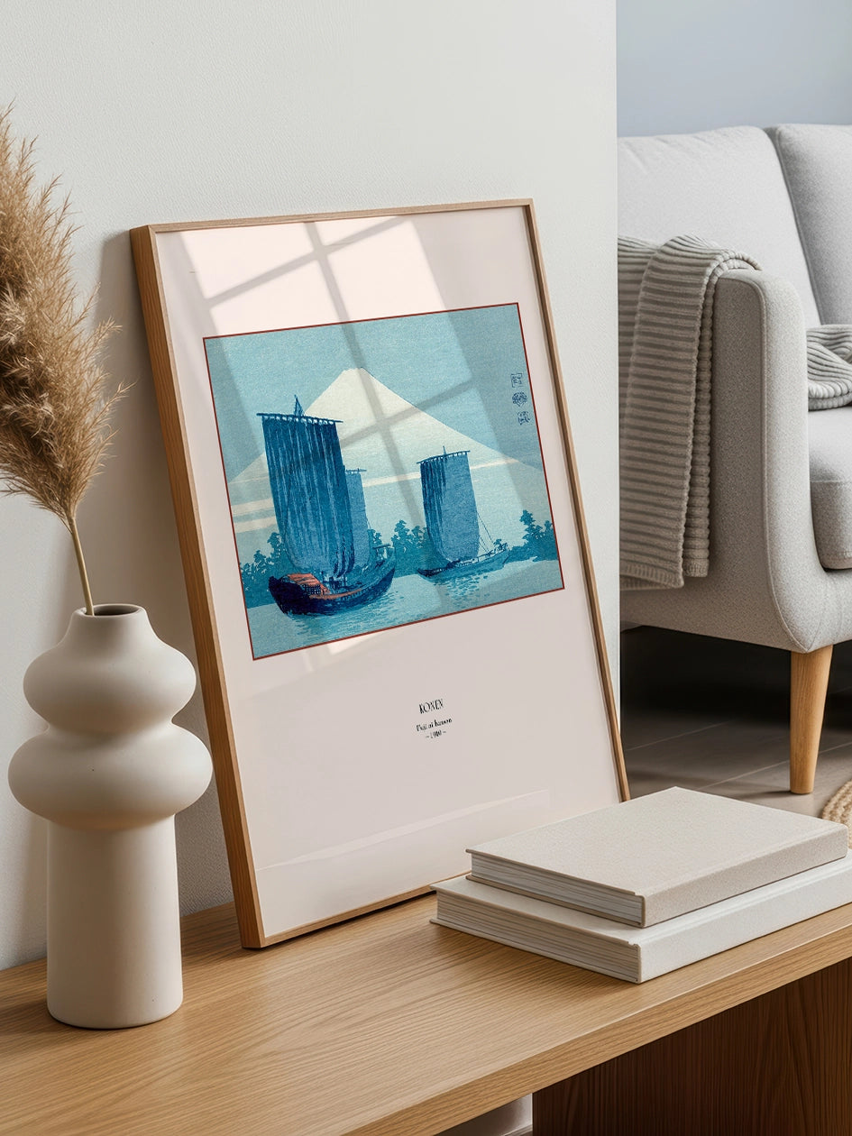 Konen, Sailboats and Mount Fuji - Art Print  Poster