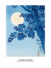 Ohara Koson Blossoming Cherry On A Moonlit Night Poster - Giclée Baskı