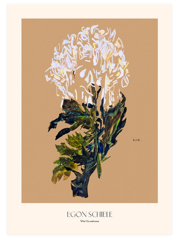 Egon Schiele White Chrysanthemum - Art Print