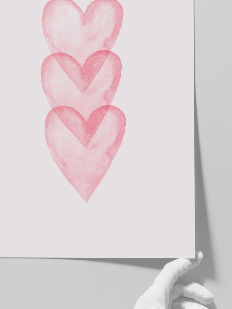 Pink Hearts - Art Print  Poster