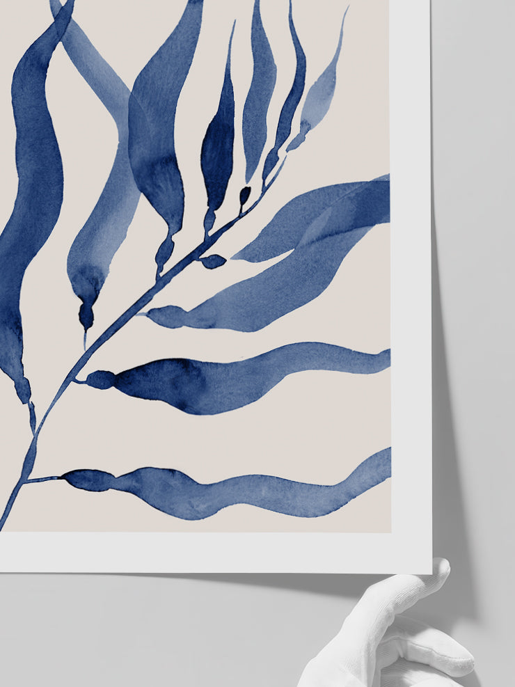 Blue Leaves - Art Print  Poster