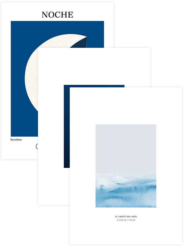 Blue Shades - Poster Seti Trio Sanatsal Poster