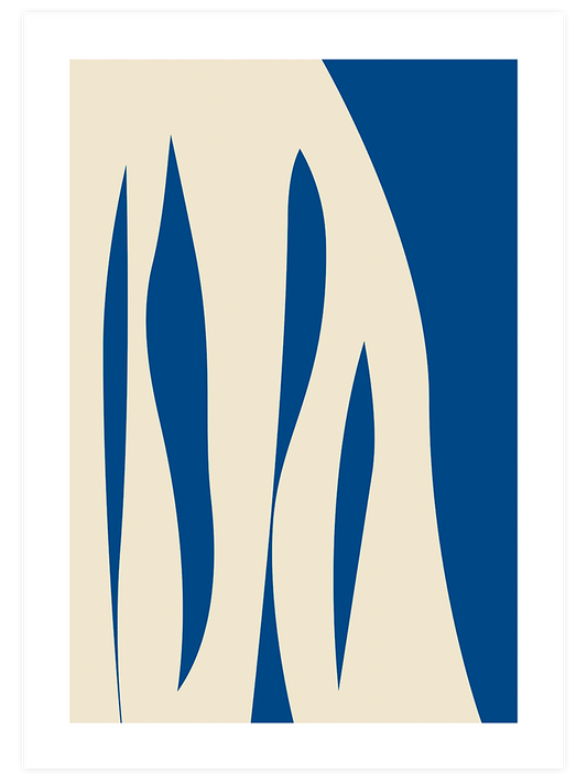 Geometrik Form Bej Mavi Poster - Giclée Baskı