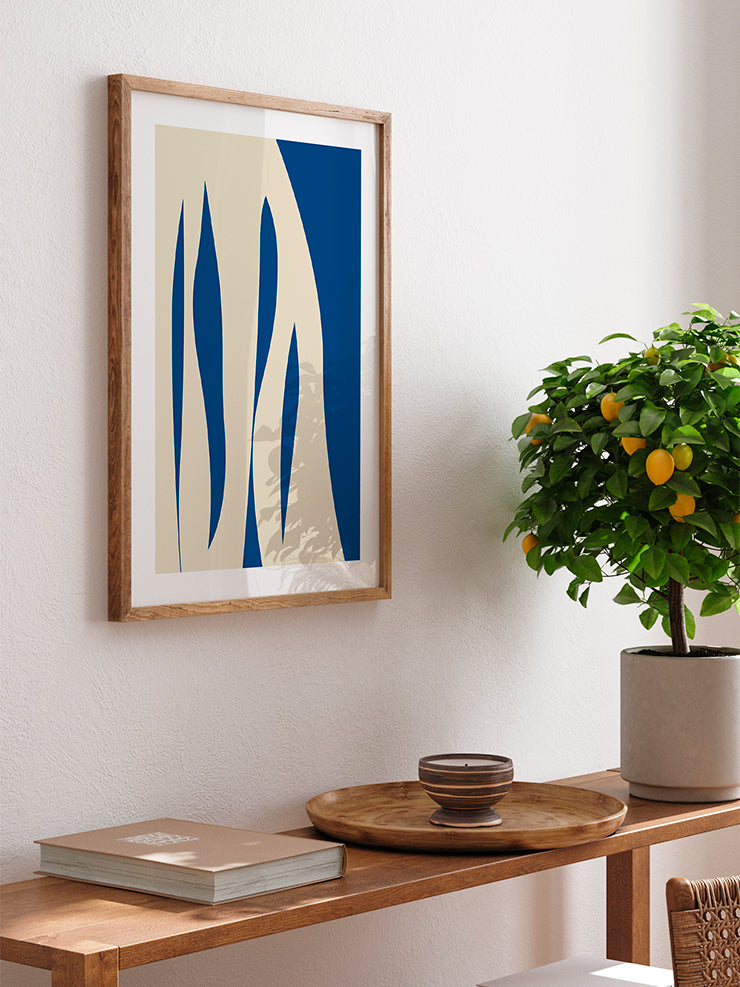 Geometrik Form Bej Mavi - Art Print  Poster
