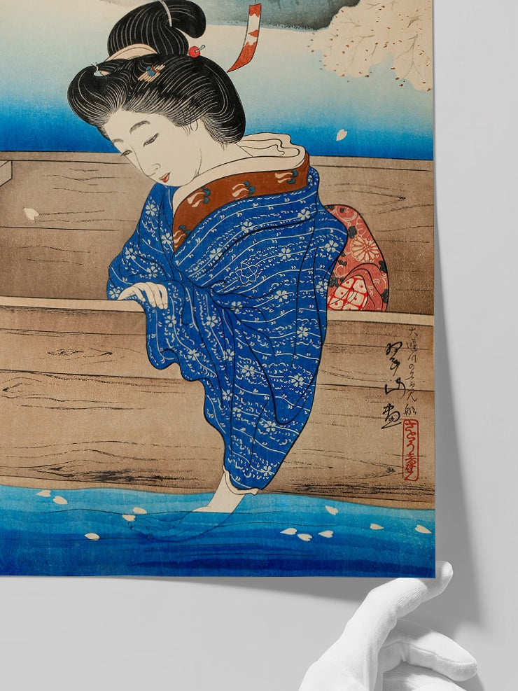 Miki Suizan, Pleasure Boat on The Oseki River - Art Print  Poster