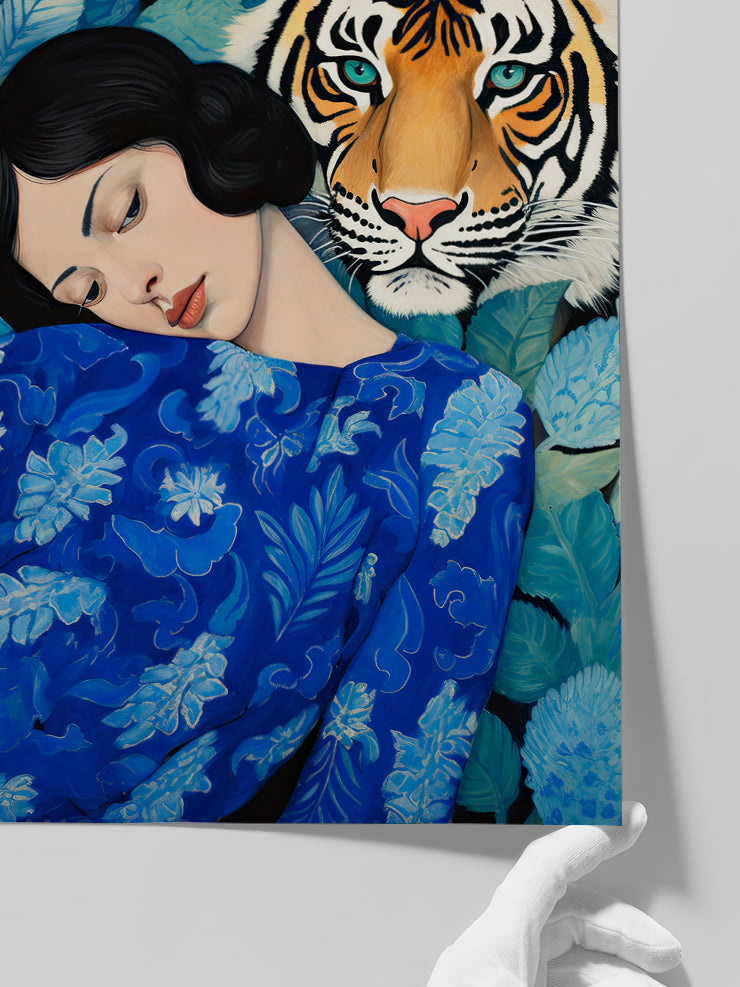Wild Woman Blue - Art Print  Poster
