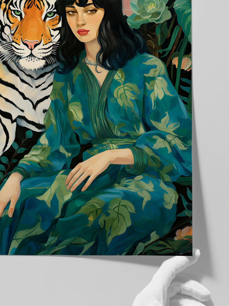 Wild Woman Green - Art Print  Poster