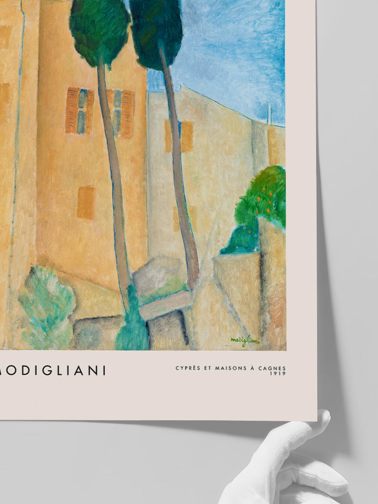 Modigliani Cypresses And Houses - Art Print  Poster