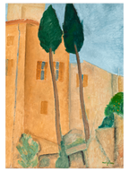 Modigliani Cypresses And Houses - Art Print