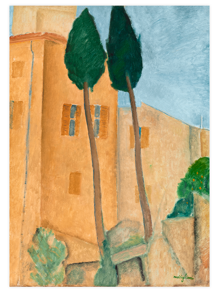 Modigliani Cypresses And Houses - Art Print