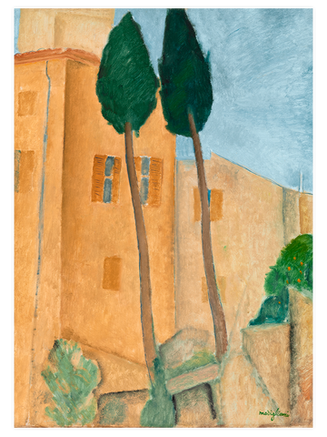 Modigliani Cypresses And Houses - Art Print