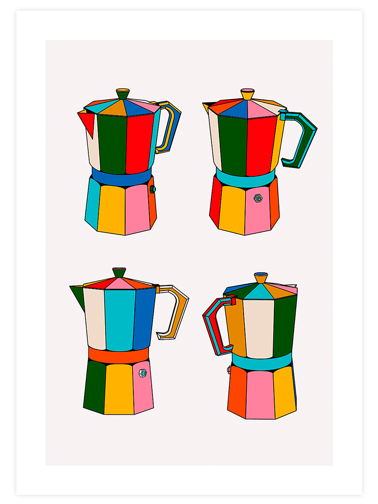 Renkli Moka Potları - Art Print