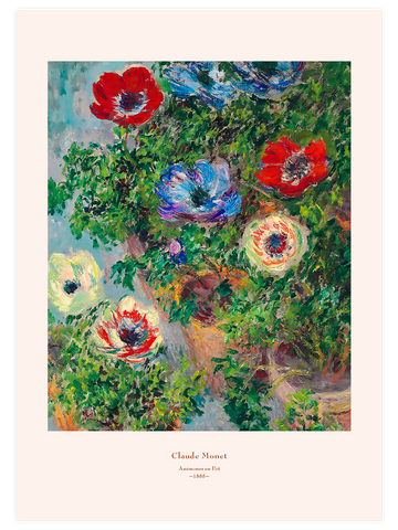 Monet Anemones in a Pot - Art Print