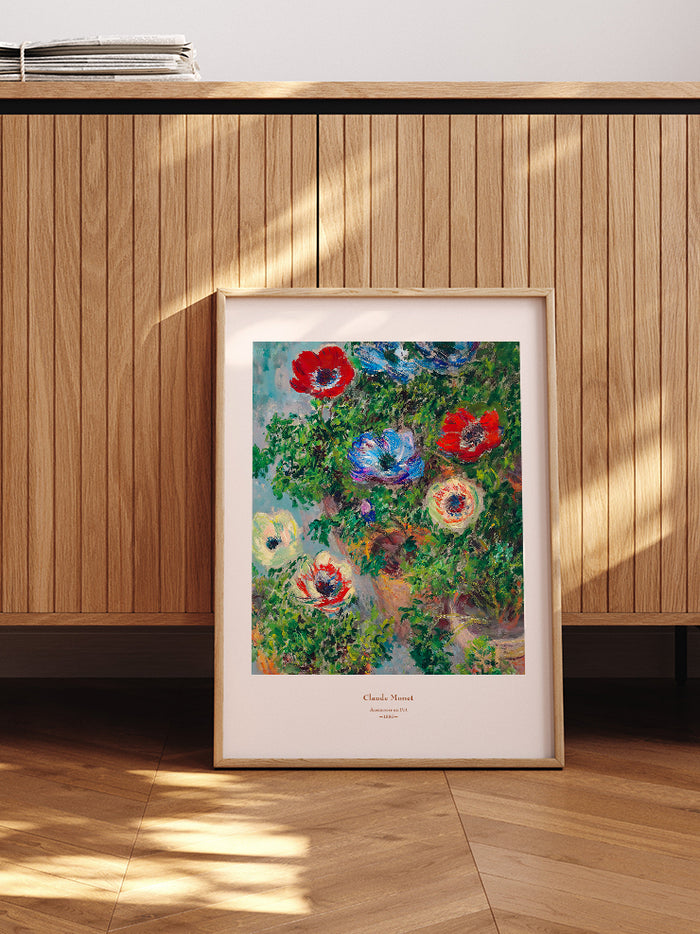 Monet Anemones in a Pot - Art Print  Poster
