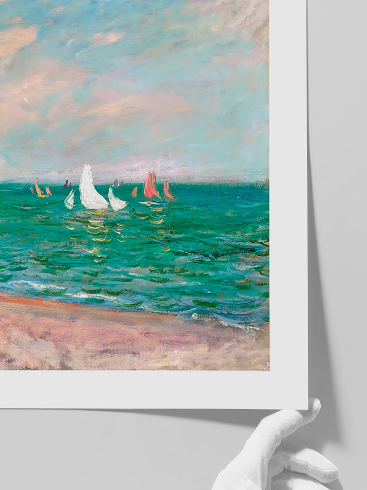 Monet Boats in front of the Cliffs of Pourville - Art Print  Poster