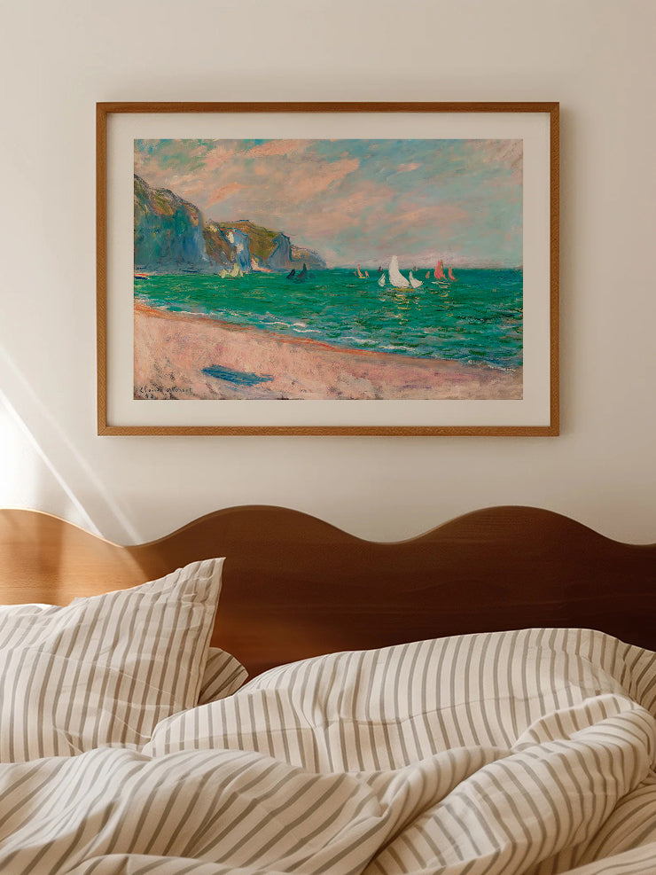 Monet Boats in front of the Cliffs of Pourville - Art Print
