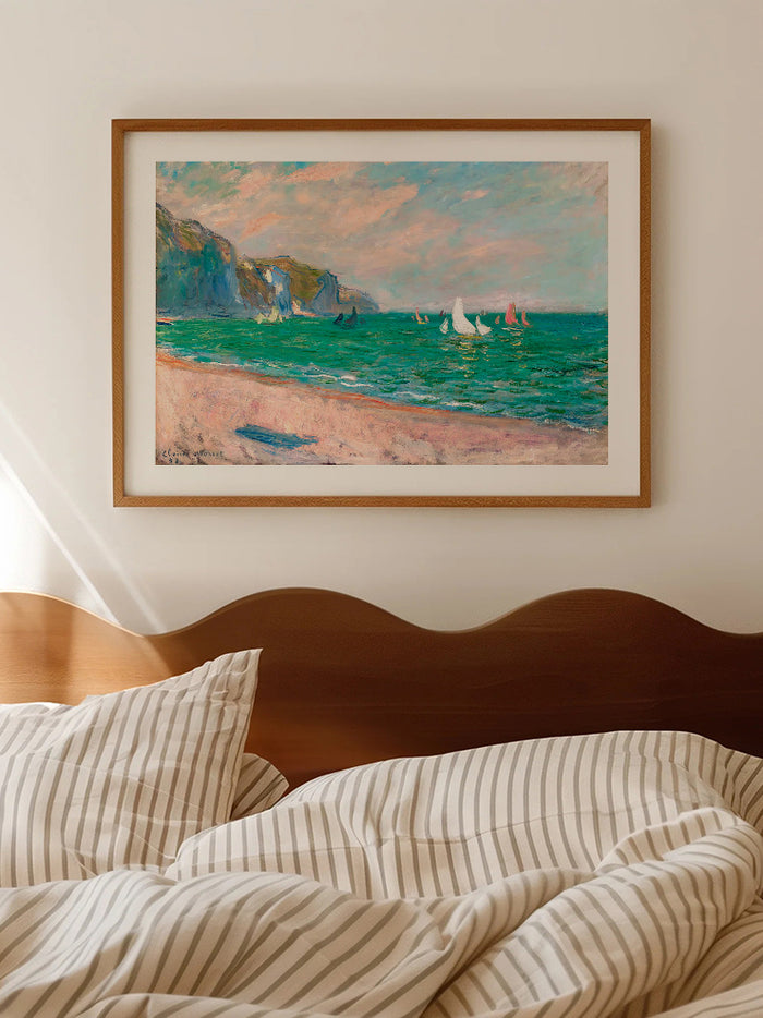 Monet Boats in front of the Cliffs of Pourville - Art Print  Poster