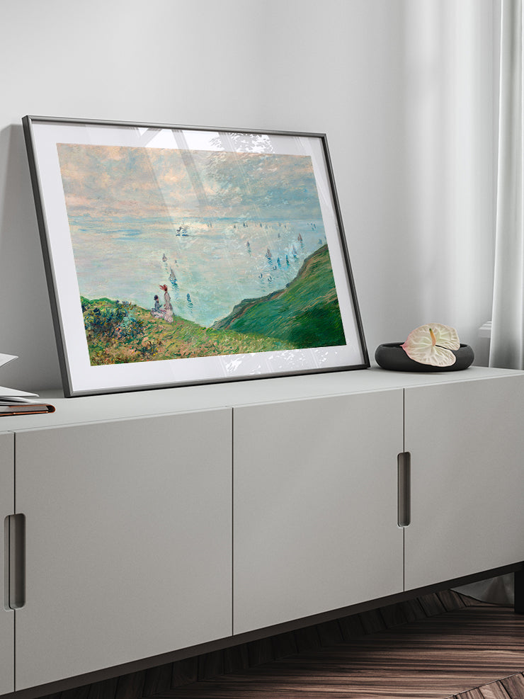 Monet Cliffs at Pourville - Art Print Ürün ikincil görseli