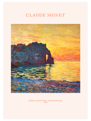 Monet Etretat, Cliff of Aval, Sunset - Art Print