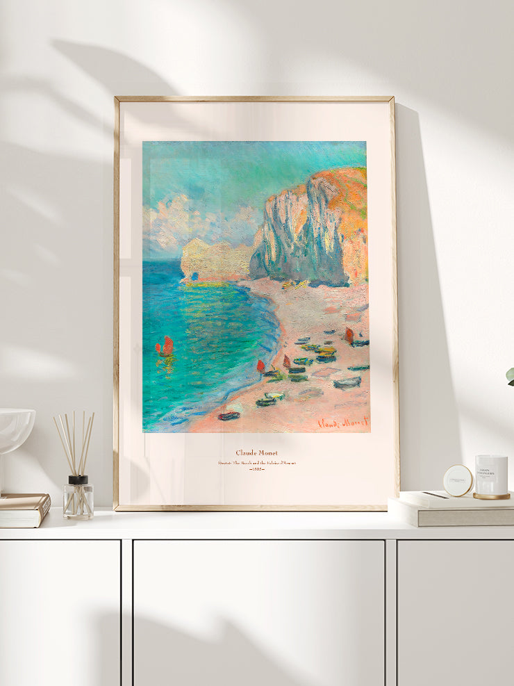 Monet Étretat, the Beach and the Falaise d'Amont - Art Print  Poster
