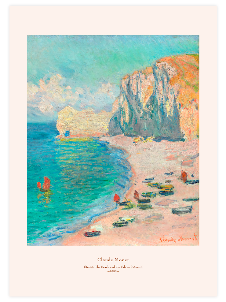 Monet Étretat, the Beach and the Falaise d'Amont - Art Print Ürün ana görseli