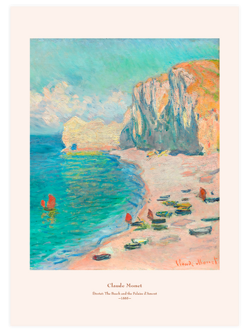 Monet Étretat, the Beach and the Falaise d'Amont - Art Print