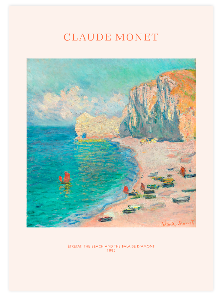 Monet Etretat'taki Amond Plajı Ve Falezi - Art Print Ürün ana görseli