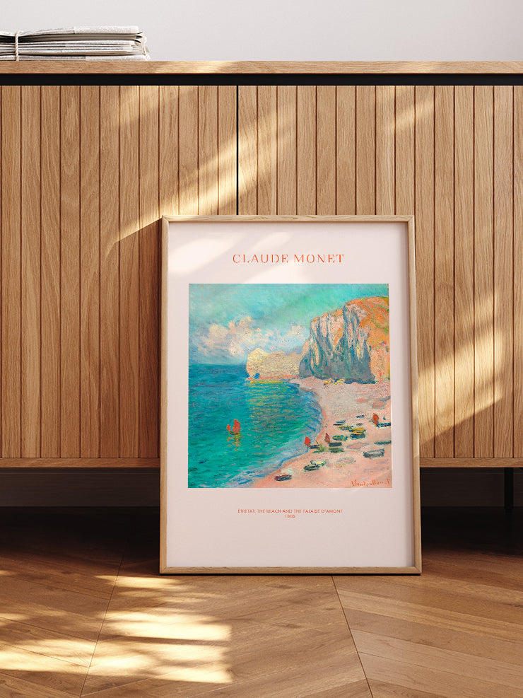 Monet Etretat'taki Amond Plajı Ve Falezi - Art Print  Poster