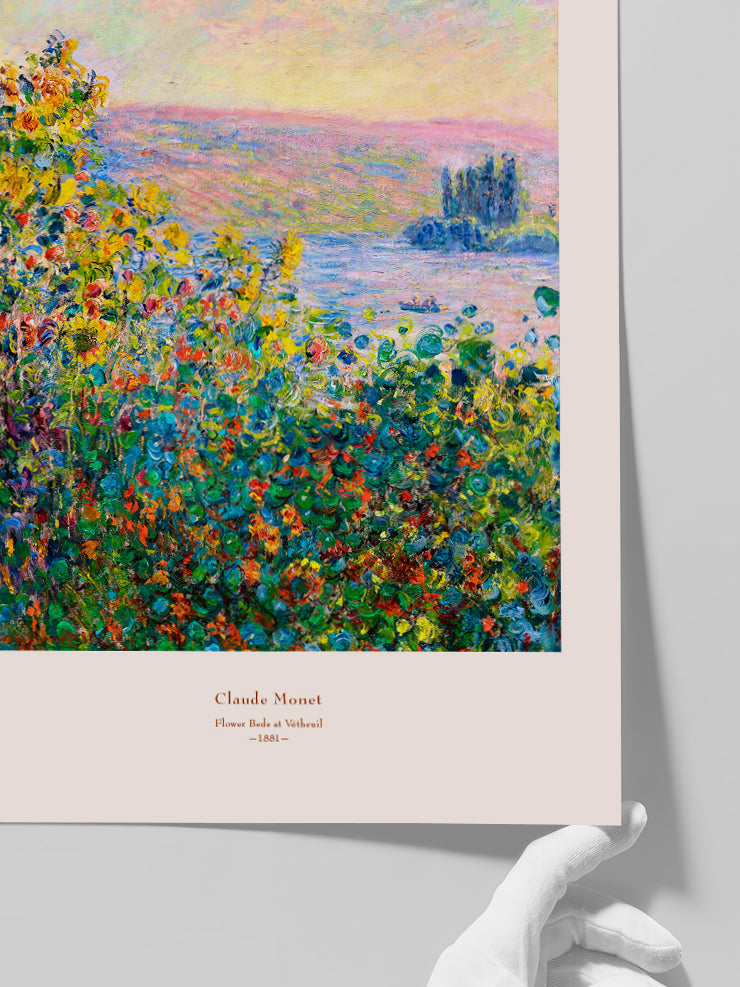 Monet Flower Beds at Vétheuil - Art Print  Poster