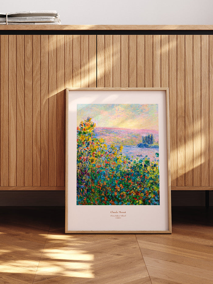 Monet Flower Beds at Vétheuil - Art Print  Poster